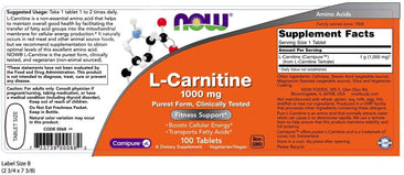 Now L-Carnitine 1000 mg supplement facts