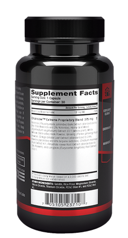 Vigor Labs Chainsaw Supplement Facts