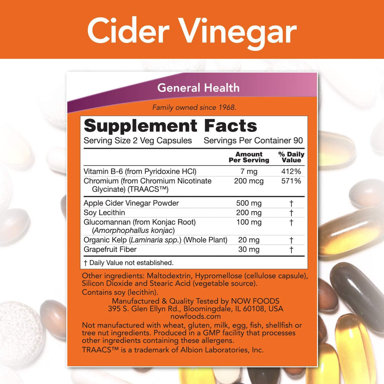 Now Cider Vinegar Diet supplement facts
