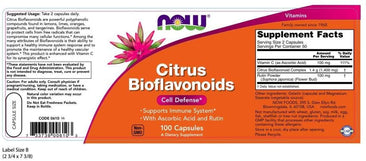 Now Citrus Bioflavonoids supplement facts