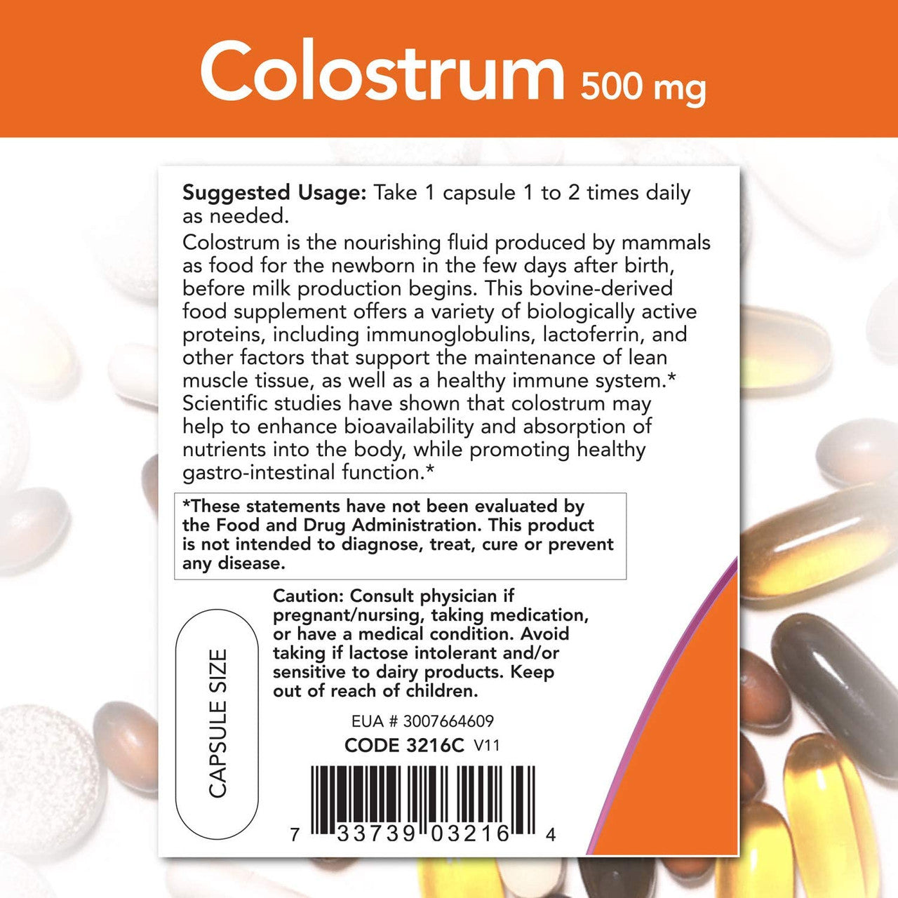 Now Colostrum 500 mg directions