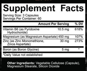 5% Nutrition 5% Core ZMA supplement facts