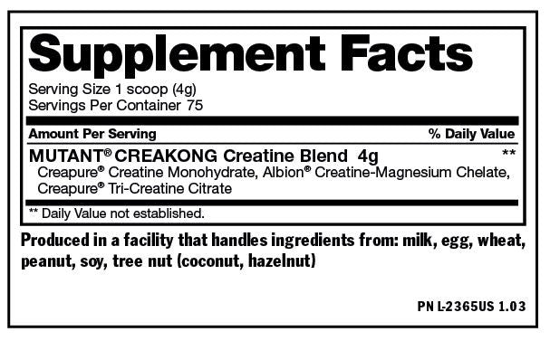 Mutant Creakong Supplement Facts