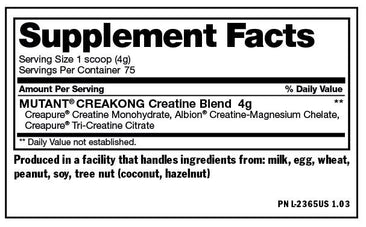 Mutant Creakong Supplement Facts
