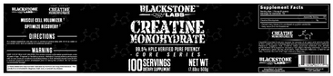 Blackstone Labs Creatine Monohydrate bottle label