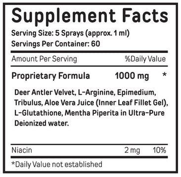 Das Labs Deer Antler Velvet Extract Spray supplement facts