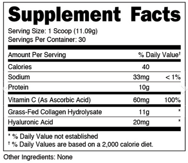 DAS Labs Bucked Up Collagen Supplement Facts