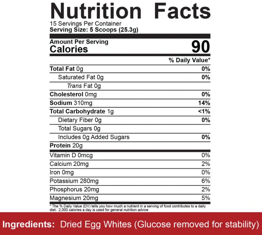 5% Nutrition Egg White Crystals Supplement Facts