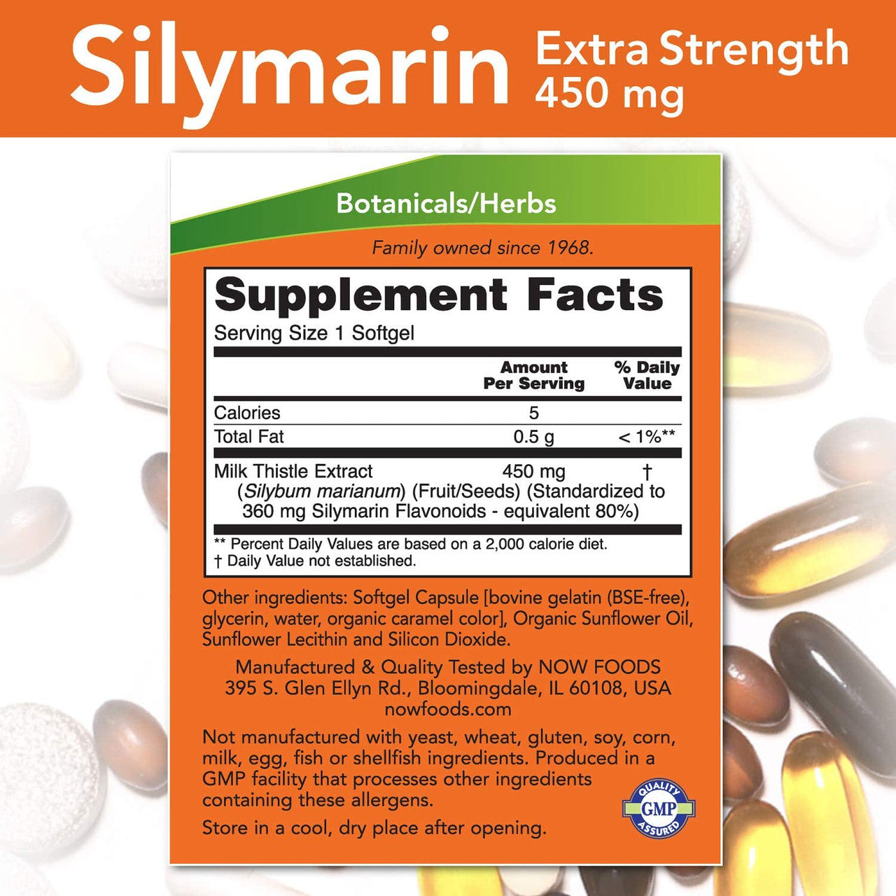 Now Extra Strength Silymarin 450 mg supplement facts
