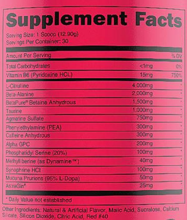 Panda Supplements Fierce Supplement Facts