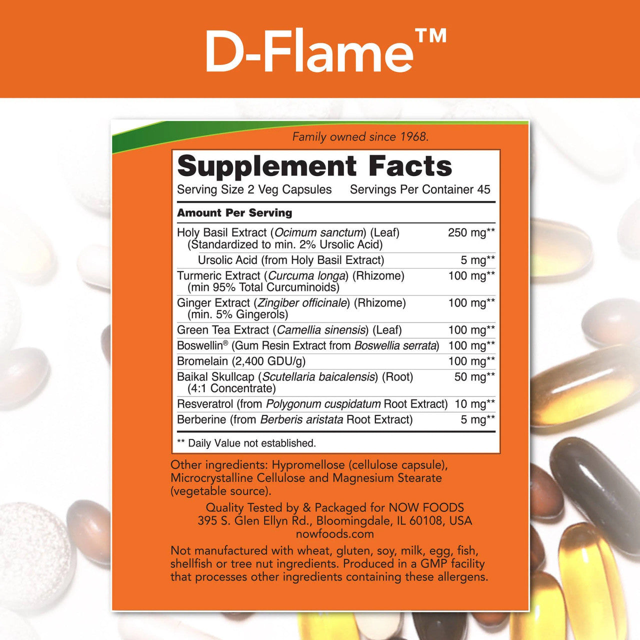 Now D-Flame supplement facts
