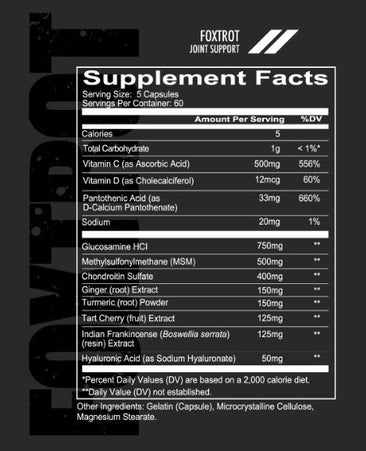 Redcon1 Foxtrot Supplement Facts