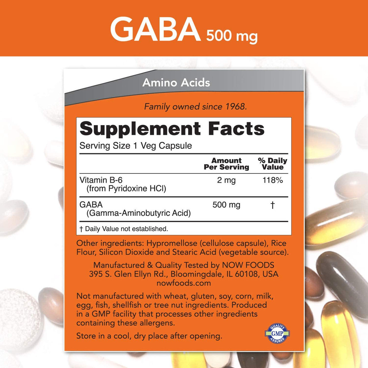Now Gaba 500 MG supplement facts