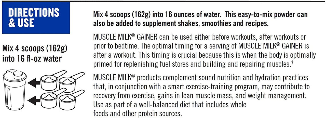 CytoSport Muscle Milk Gainer nutrition information