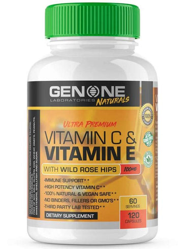 GenOne Laboratories Vitamin C & Vitamin E With Wild Rose Hips Bottle