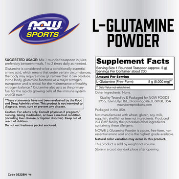 Now L-Glutamine Powder nutrition facts
