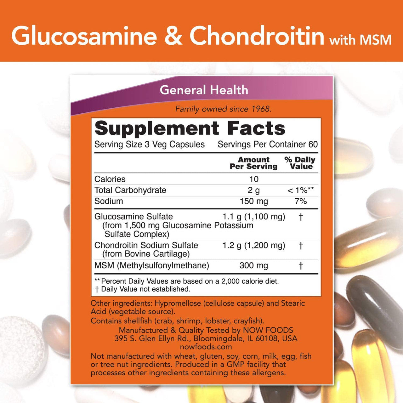 Now Glucosamine & Chondroitin MSM supplement facts