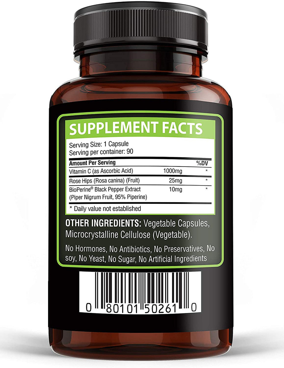 Golden Naturals Vitamin C With Rose Hips Supplement Facts Label