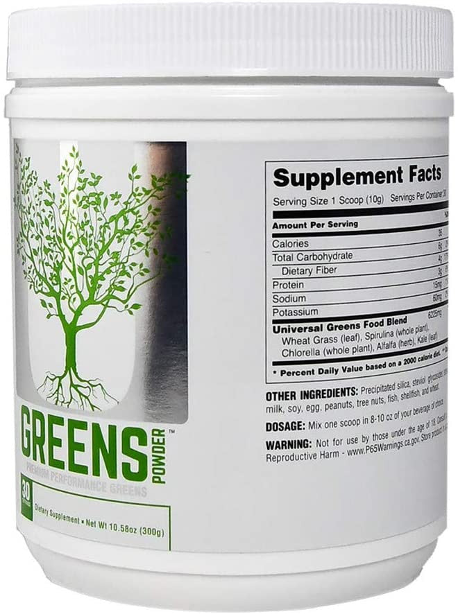 Universal Nutrition Greens Powder Right Side of Bottle