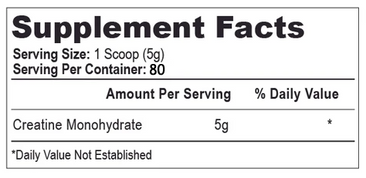 Hi-Tech Creatine Monohydrate Supplement Fact Label