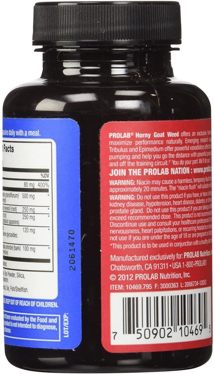 Prolab Horny Goat Weed Right Side of Bottle