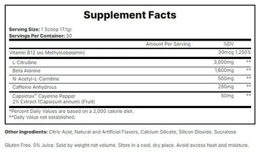 Pro Supps Hyde Thermo Supplement Facts