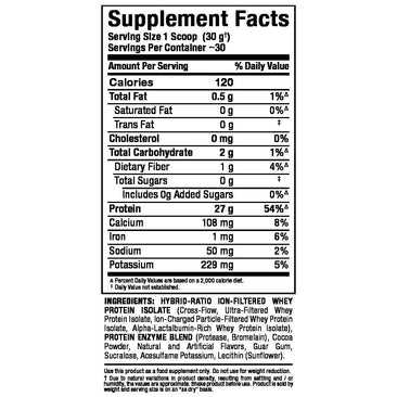 ALLMAX Nutrition IsoFlex  2 Lbs Supplement Facts Label