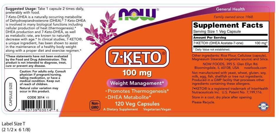 Now 7-Keto 100 MG supplement facts