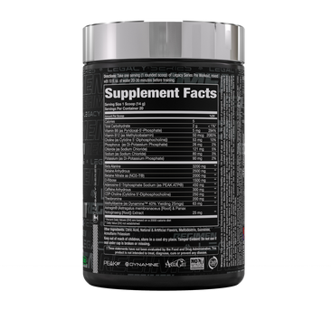 Alpha Prime Legacy Pre-Workout Supplement Facts