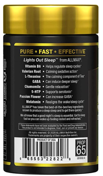 ALLMAX Nutrition Lights Out Sleep Back Of Bottle 2