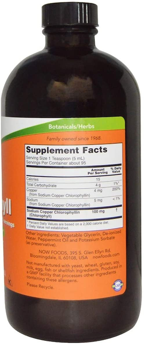 Now Liquid Chlorophyll supplement facts