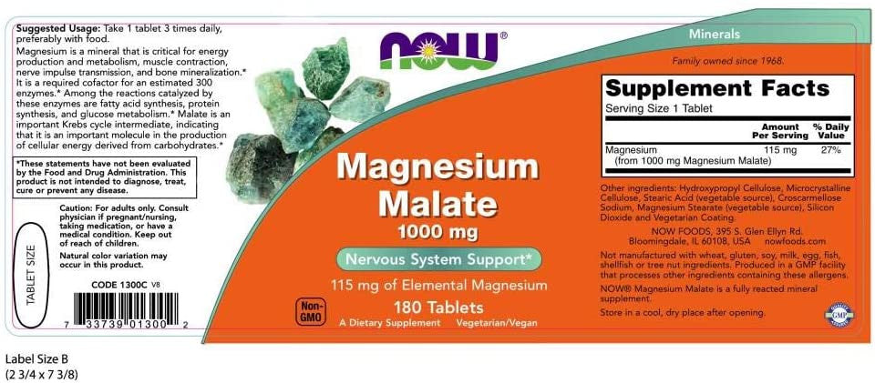 Now Magnesium Malate label