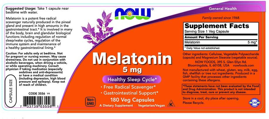 Now Melatonin 5mg supplement facts