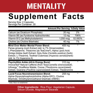 5% Nutrition Mentality  Supplement Facts