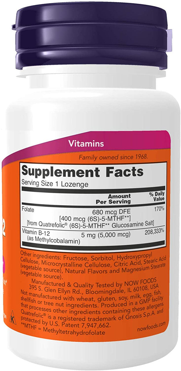 Now Methyl B-12 5000mcg supplement facts