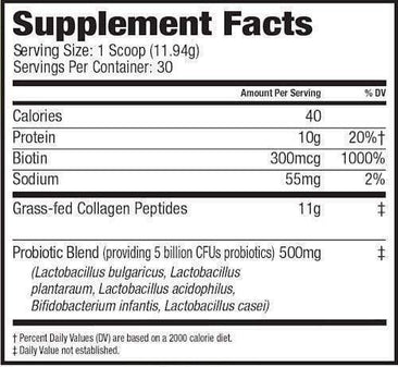 MHP Fit & Lean Collagen + Probiotics Supplement Facts