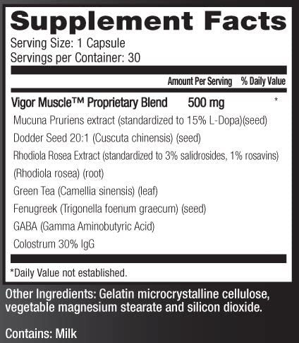 Vigor Labs Vigor Muscle Supplement Facts