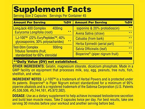 Universal Nutrition N1-T Supplement Facts