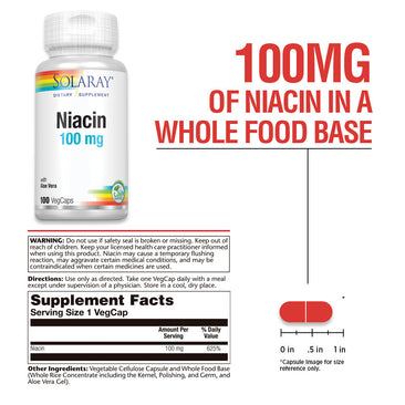 Solaray Niacin 100 mg Supplement Facts
