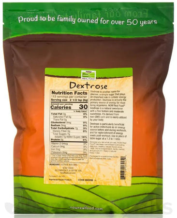 Now Dextrose Supplement Facts Label