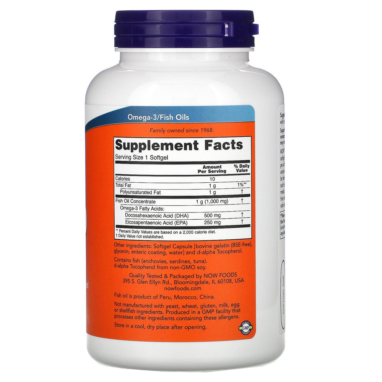 Now DHA-500 Supplement Facts Label