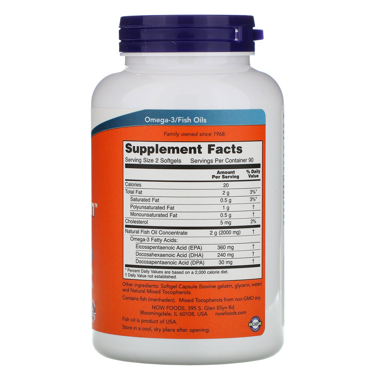 Now Eco-Sustain Omega-3 Supplement Facts Label