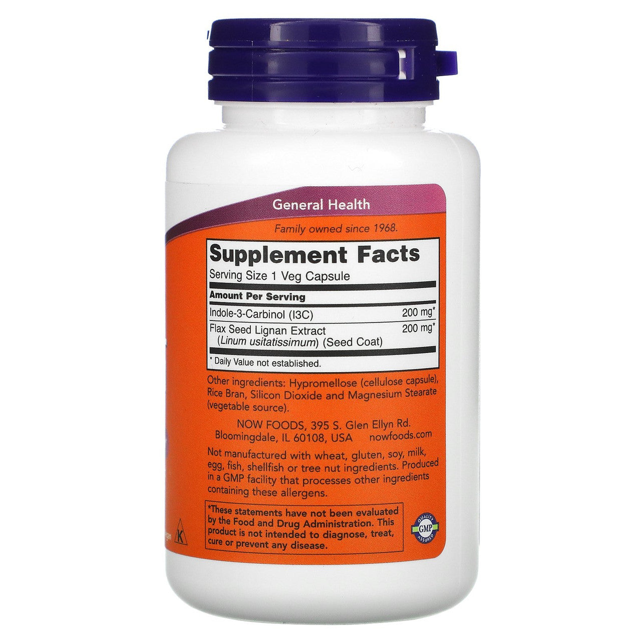 Now Indole-3-Carbinol Supplement Facts Label