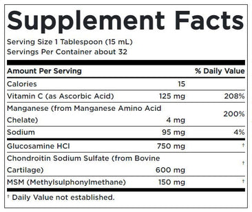 Now Liquid Glucosamine & Chondroitin MSM Supplement Facts