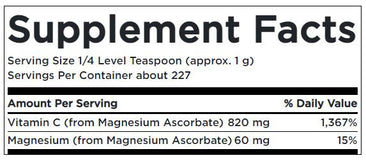 Now Magnesium Ascorbate Powder Supplement Facts