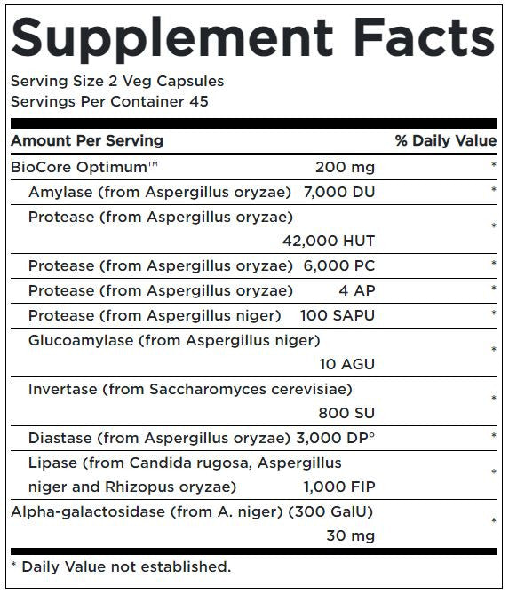 Now Optimal Digestive System Supplement Facts