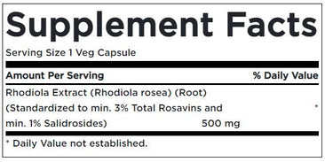 Now Rhodiola 500mg Supplement Facts