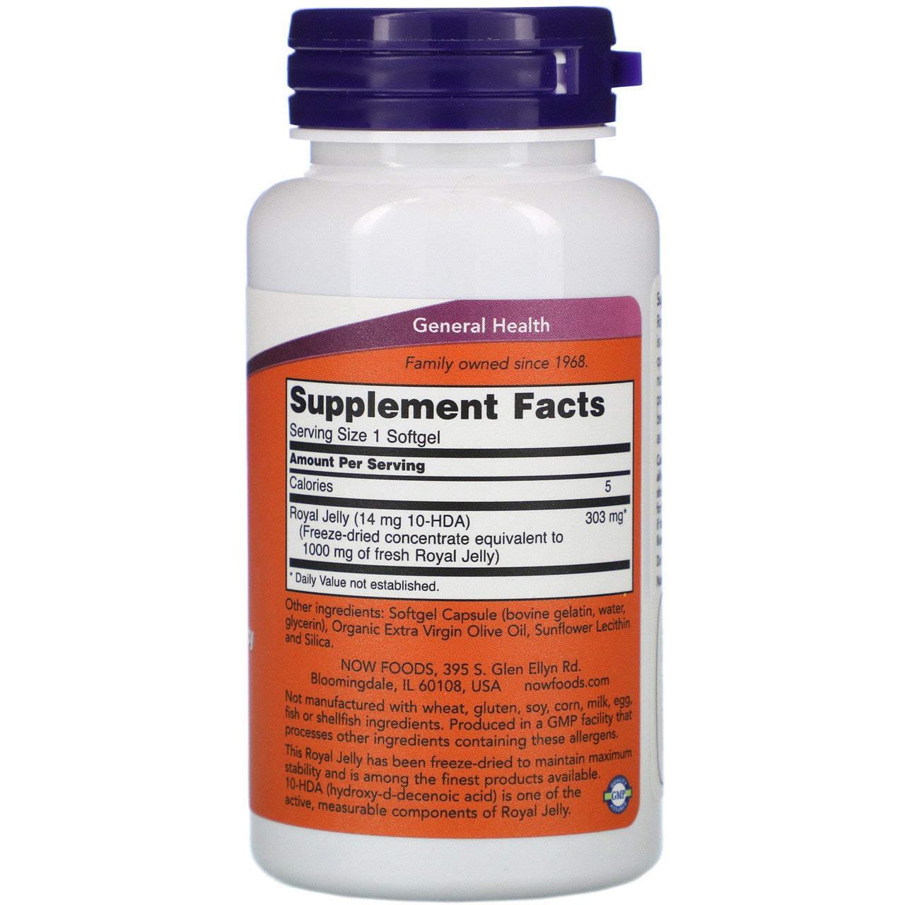 Now Royal Jelly 1000 mg Supplement Facts Label