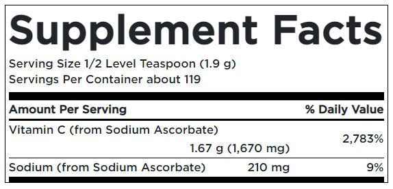 Now Sodium Ascorbate Powder Supplement Facts