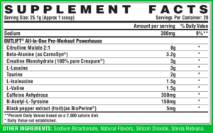 Nutrex Research Outlift Natural Supplement Facts